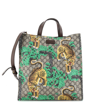 Gucci Convertible Soft Open Tote Bengal Print GG Coated Canvas Tall