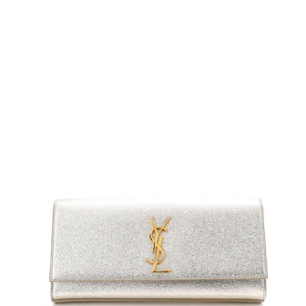 Saint Laurent Classic Monogram Clutch Metallic Calfskin Long