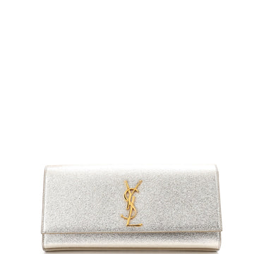 Saint Laurent Classic Monogram Clutch Metallic Calfskin Long