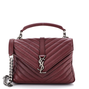 Saint Laurent Classic Monogram College Bag Matelasse Chevron Leather Medium