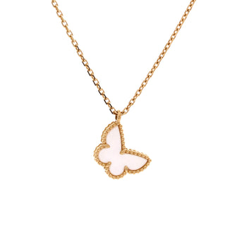 Van Cleef & Arpels Sweet Alhambra Butterfly Pendant Necklace 18K Yellow Gold and Mother of Pearl