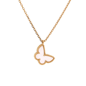 Van Cleef & Arpels Sweet Alhambra Butterfly Pendant Necklace 18K Yellow Gold and Mother of Pearl