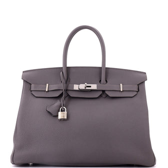 Hermes Birkin Handbag Grey Togo with Palladium Hardware 35