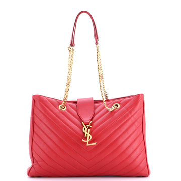 Saint Laurent Classic Monogram Shopper Matelasse Chevron Leather Large