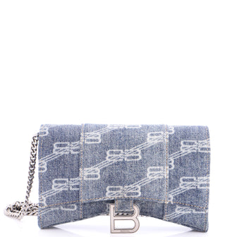 Balenciaga Hourglass Chain Wallet BB Monogram Denim