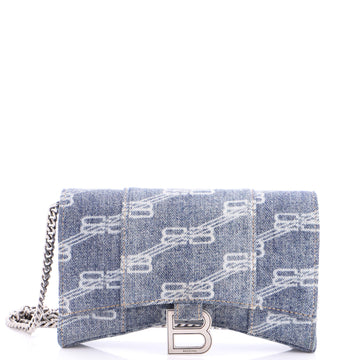 Balenciaga Hourglass Chain Wallet BB Monogram Denim