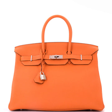 Hermes Birkin Handbag Orange Togo with Palladium Hardware 35