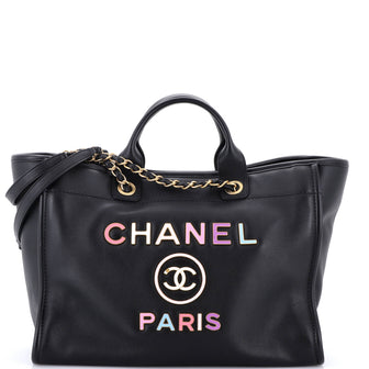 Chanel Deauville Tote Calfskin with Enamel Logo Medium