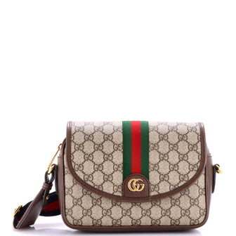 Gucci Ophidia Flap Shoulder Bag GG Coated Canvas with Leather Small