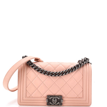 Chanel Boy Flap Bag Quilted Lambskin Old Medium