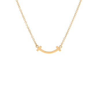 Tiffany & Co. T Smile Pendant Necklace 18K Yellow Gold Mini