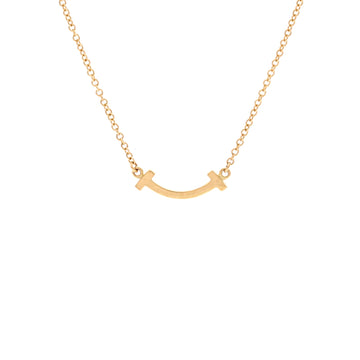 Tiffany & Co. T Smile Pendant Necklace 18K Yellow Gold Mini