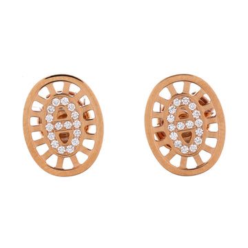 Hermes Chaine D'Ancre Divine Stud Earrings 18K Rose Gold with Diamonds Small