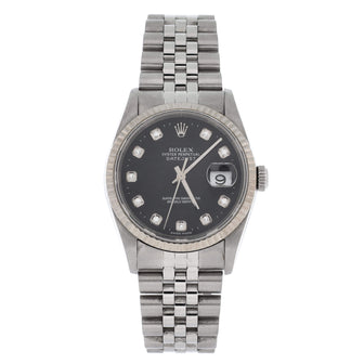 Rolex Oyster Perpetual Datejust Automatic Watch Stainless Steel and White Gold with Diamond Markers 36