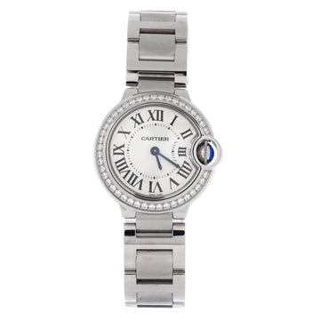 Cartier Ballon Bleu de Cartier Quartz Watch Stainless Steel with Diamond Bezel 28