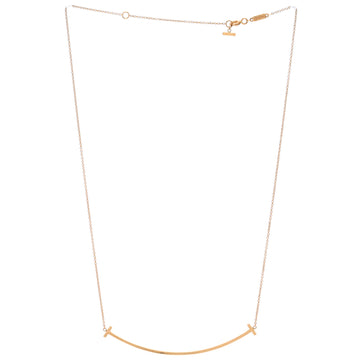 Tiffany & Co. T Smile Pendant Necklace 18K Rose Gold Large