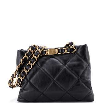 Chanel CC Bar Chain Handle Shopping Tote Quilted Lambskin Small
