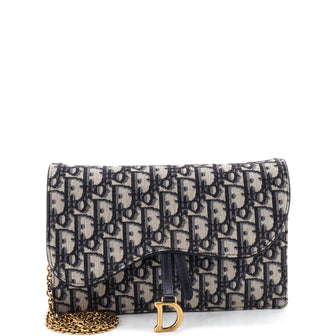 Christian Dior Saddle Pouch Wallet on Chain Oblique Canvas