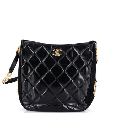 Chanel Tiny CC Link Hobo Quilted Shiny Calfskin and Suede Medium