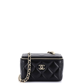 Chanel Resin Elegant Chain Vanity Case Quilted Lambskin Small