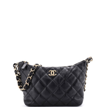 Chanel CC Chain Hobo Quilted Caviar Small