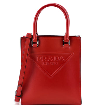 Prada Logo Drill Tote Leather Mini