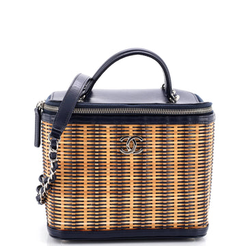 Chanel Take Away Vanity Case Rattan and Calfskin Medium