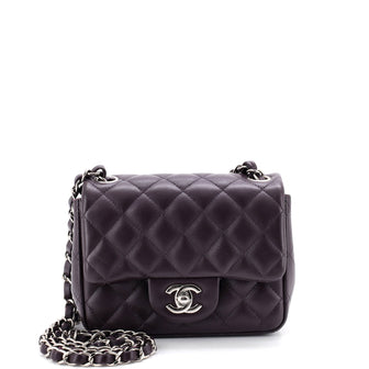 Chanel Square Classic Single Flap Bag Quilted Lambskin Mini