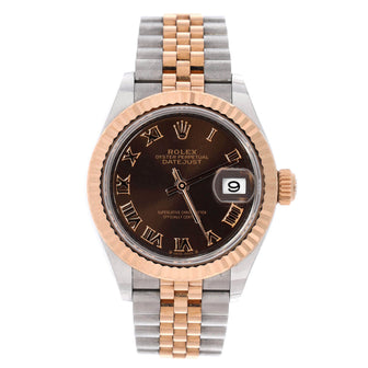 Rolex Oyster Perpetual Datejust Chocolate Brown Automatic Watch Stainless Steel and Rose Gold 28