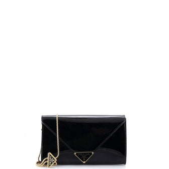 Prada Triangle Logo Envelope Chain Clutch Patent Mini