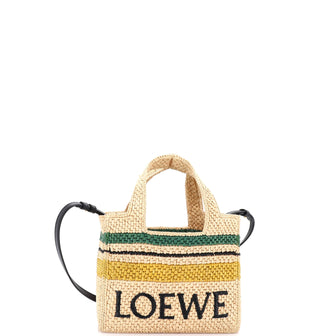 Loewe Paula's Ibiza Logo Convertible Tote Raffia Small