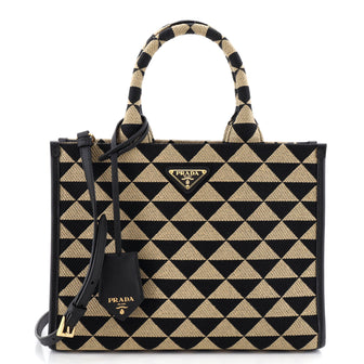 Prada Symbole Shopper Tote Jacquard Small