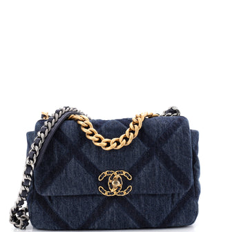 Chanel 19 Flap Bag Quilted Denim Medium