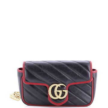 Gucci GG Marmont Flap Bag Diagonal Quilted Leather Super Mini