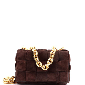 Bottega Veneta Cassette Chain Crossbody Bag Padded Maxi Intrecciato Suede