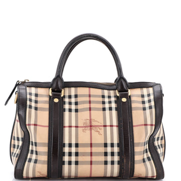 Burberry Alchester Bowling Bag Haymarket Coated Canvas and Leather Medium