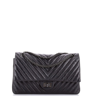 Chanel So Black Reissue 2.55 Flap Bag Chevron Aged Calfskin 226