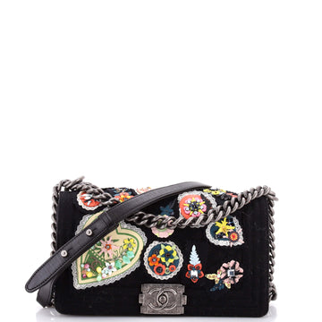 Chanel Paris-Salzburg Metiers d'Art Boy Flap Bag Embellished Quilted Felt Old Medium