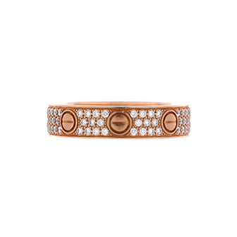 Cartier Love Wedding Band Pave Diamonds Ring 18K Rose Gold and Diamonds