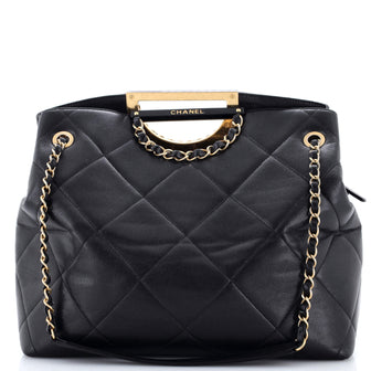 Chanel A Real Catch Shopping Bag Quilted Caviar Large