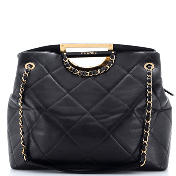 Chanel A Real Catch Shopping Bag Quilted Caviar Large