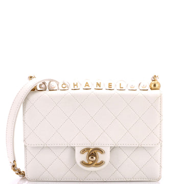 Chanel Chic Pearls Flap Bag Quilted Goatskin with Acrylic Beads Small