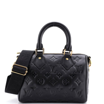 Louis Vuitton Speedy Bandouliere Bag Monogram Embossed Lambskin 22