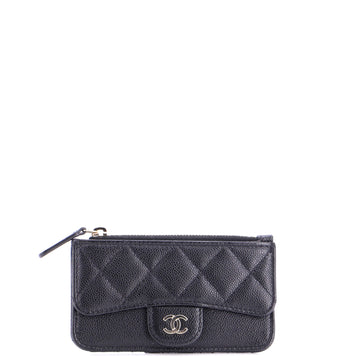 Chanel Flap Zip Card Holder Quilted Caviar