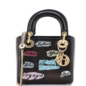 Christian Dior Lady Dior Chain Bag Beaded Leather Mini
