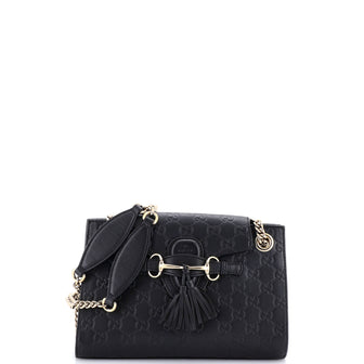 Gucci Emily Chain Flap Shoulder Bag Guccissima Leather Small