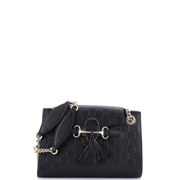 Gucci Emily Chain Flap Shoulder Bag Guccissima Leather Small