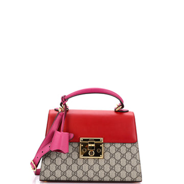 Gucci Padlock Top Handle Bag GG Coated Canvas and Leather Small