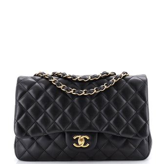 Chanel Vintage Classic Single Flap Bag Quilted Lambskin Jumbo