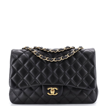 Chanel Vintage Classic Single Flap Bag Quilted Lambskin Jumbo